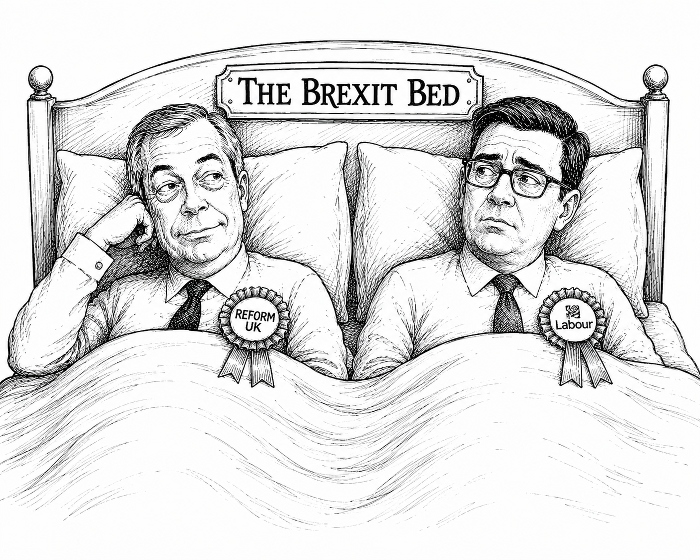 Andy Burnham and Nigel Farage sharing the brexit bed